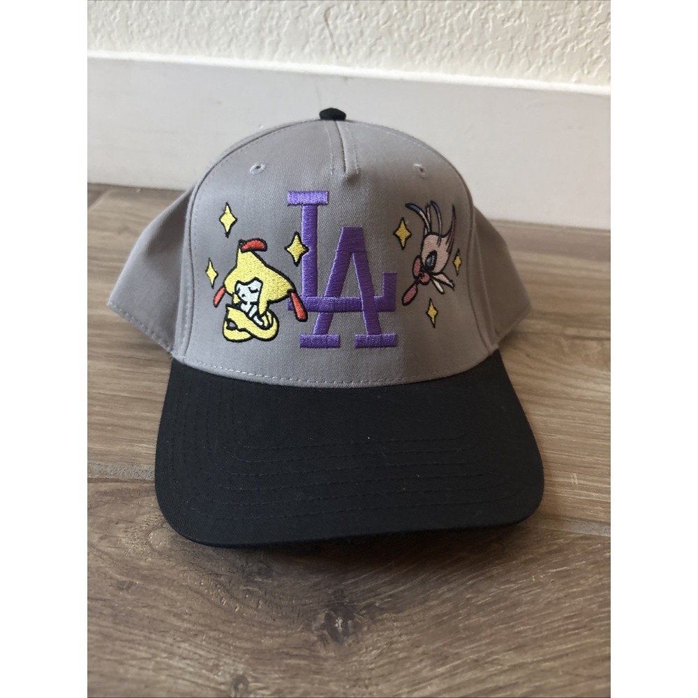 Los Angeles Dodgers Adjustable Gray /black Lid /purple Pokemon New